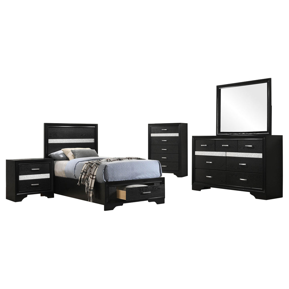 Coaster Furniture 206361T-S5 Miranda 5-Piece Twin Bedroom Set Black