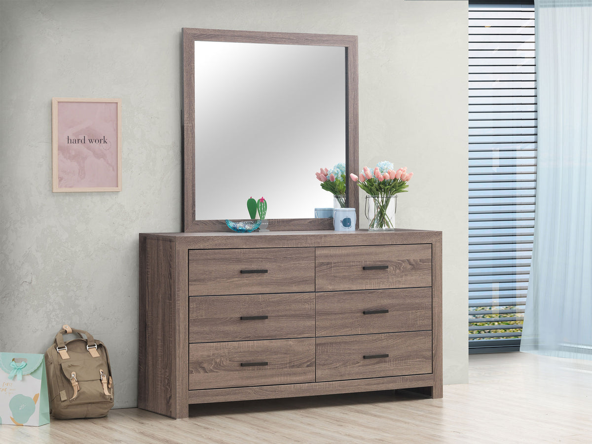 Brantford - 6-Drawer Dresser With Mirror - Barrel Oak