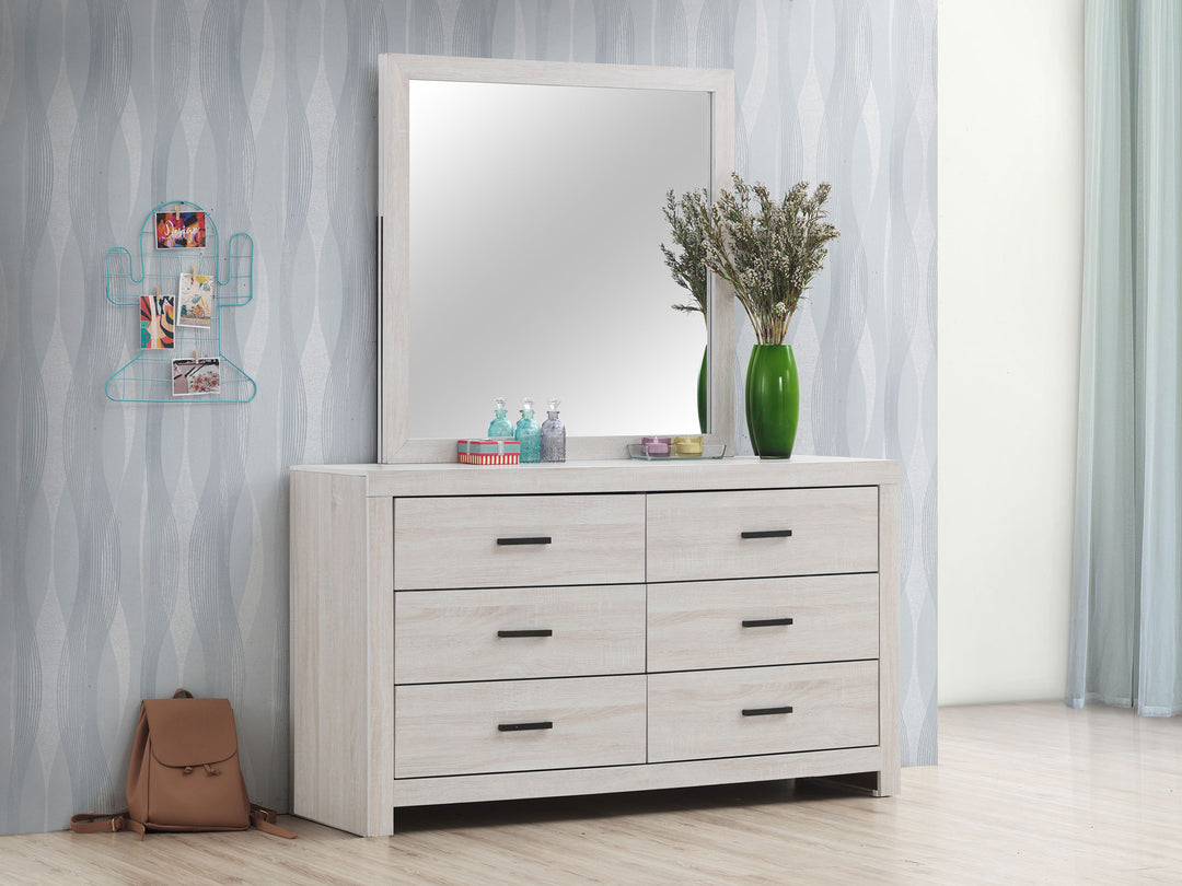 Brantford - 6-Drawer Dresser With Mirror - Coastal White