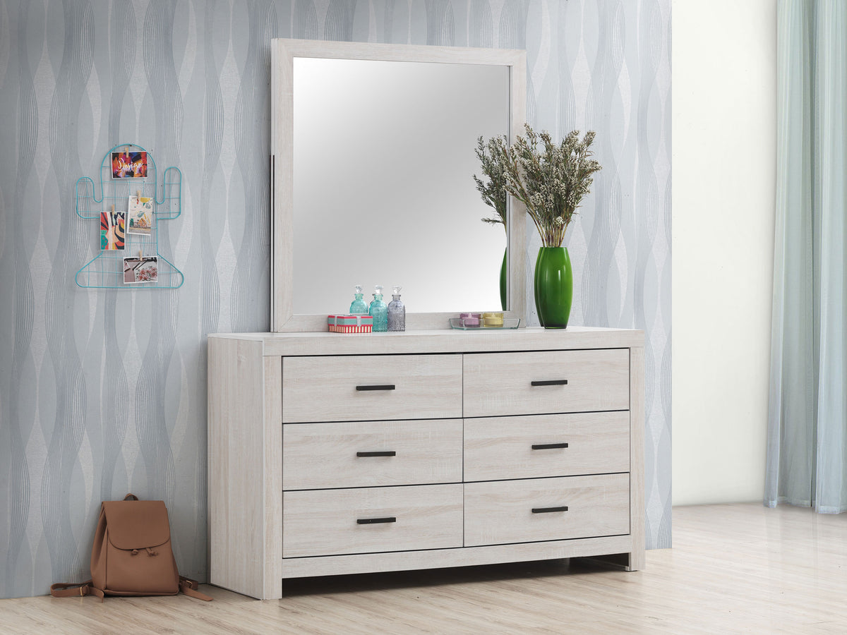 Brantford - 6-Drawer Dresser With Mirror - Coastal White