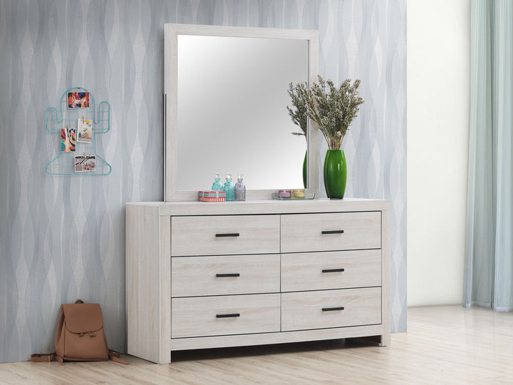 Brantford - 6-Drawer Dresser With Mirror - Coastal White