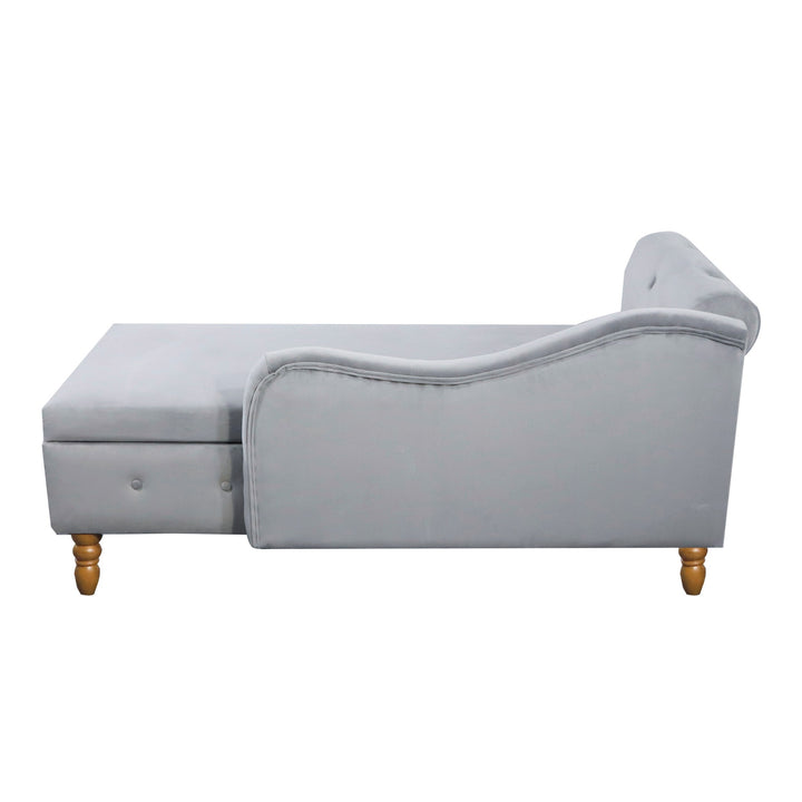 grey-velvet-lounge-chaise-with-storage-pillow-modern-upholstered-rolled-arm