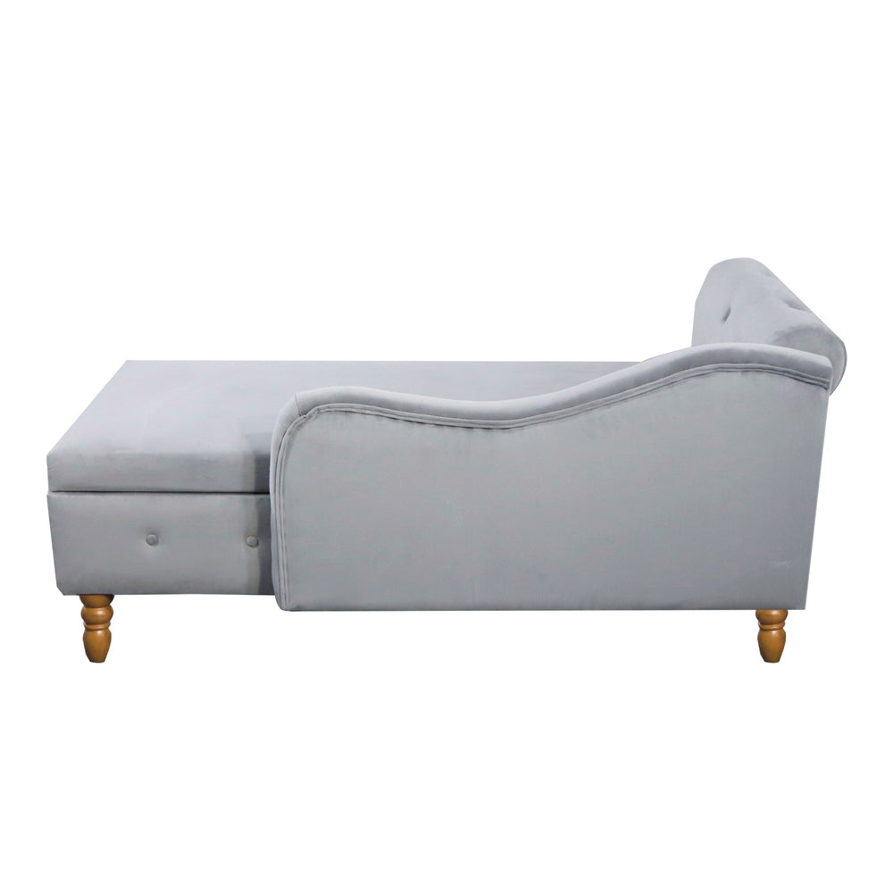 grey-velvet-lounge-chaise-with-storage-pillow-modern-upholstered-rolled-arm