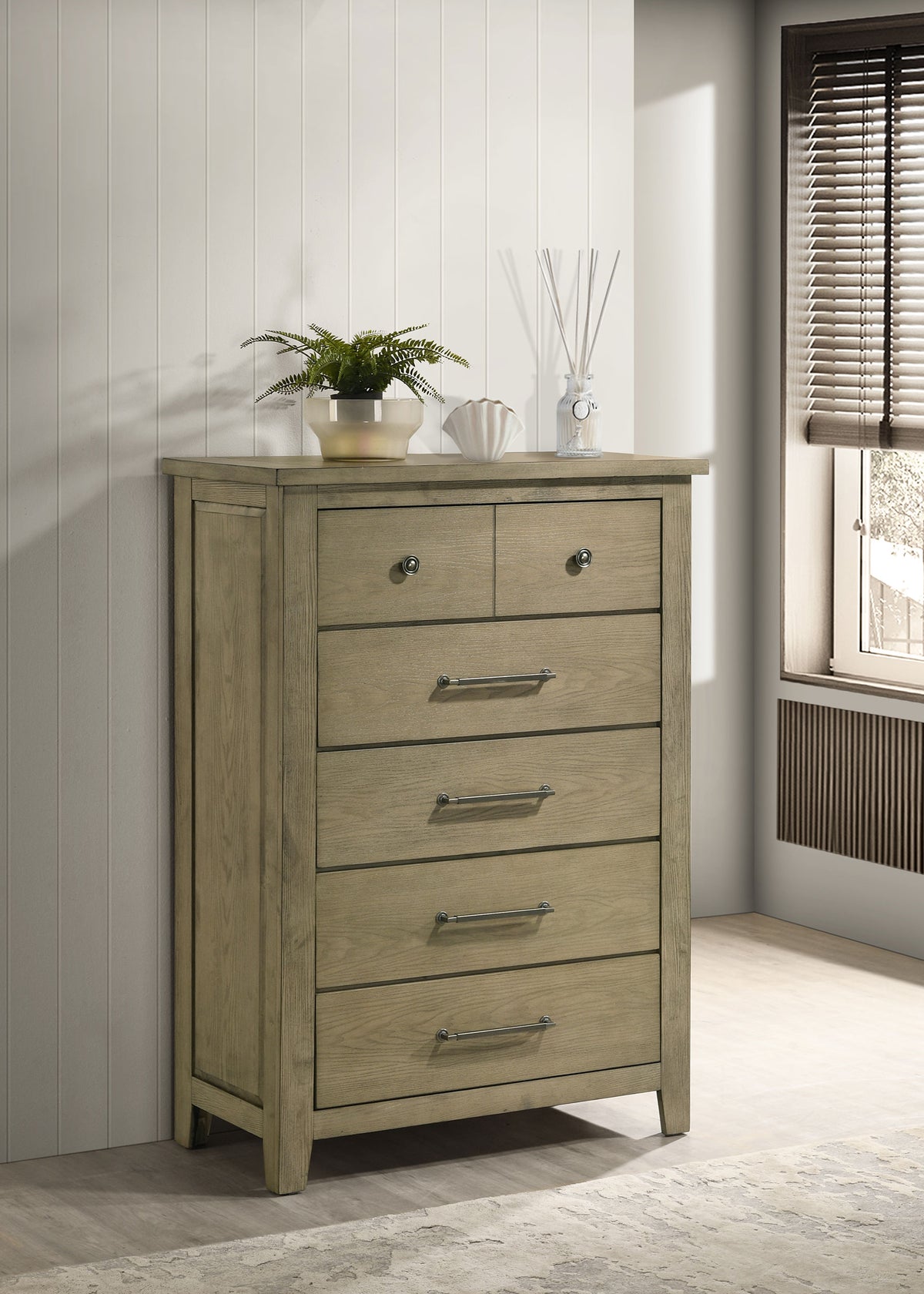 Hazlewood - 5-Drawer Bedroom Chest Of Drawers - Vineyard Oak