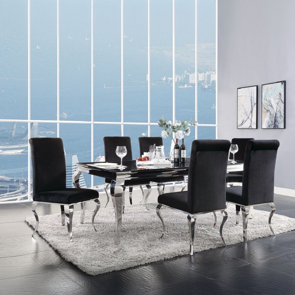 Fabiola - Side Chair Set of 2) - Black Fabric & Stainless Steel