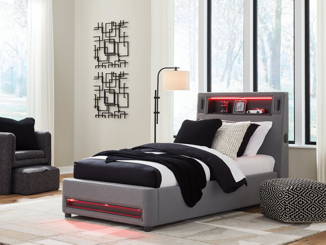 Verishaw - Twin Upholstered Bed - Gray by Ashley Furniture product image