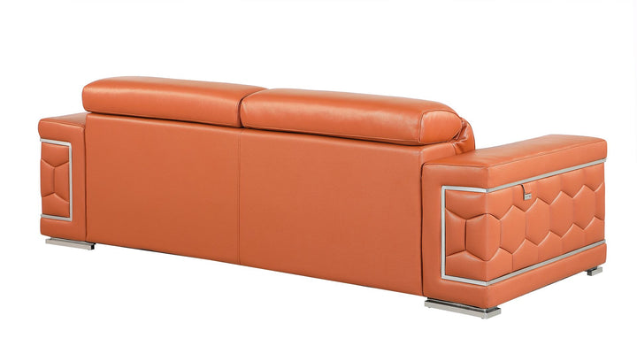 DivanItalia 692 2-Piece Sofa Set with Adjustable Headrest in Top-Grain Italian Leather - Camel