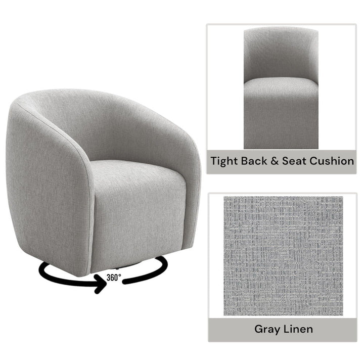 Etienne - Chair With Swivel - Gray Linen