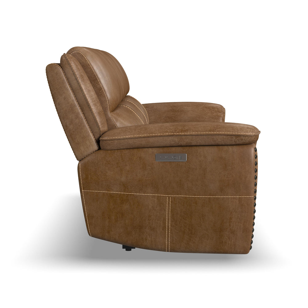 Beau Fabric Power Reclining Sofa with Power Headrests in Silt