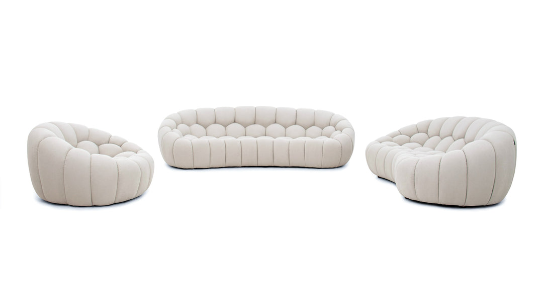 Yolonda - Modern Curved Beige Fabric Chair
