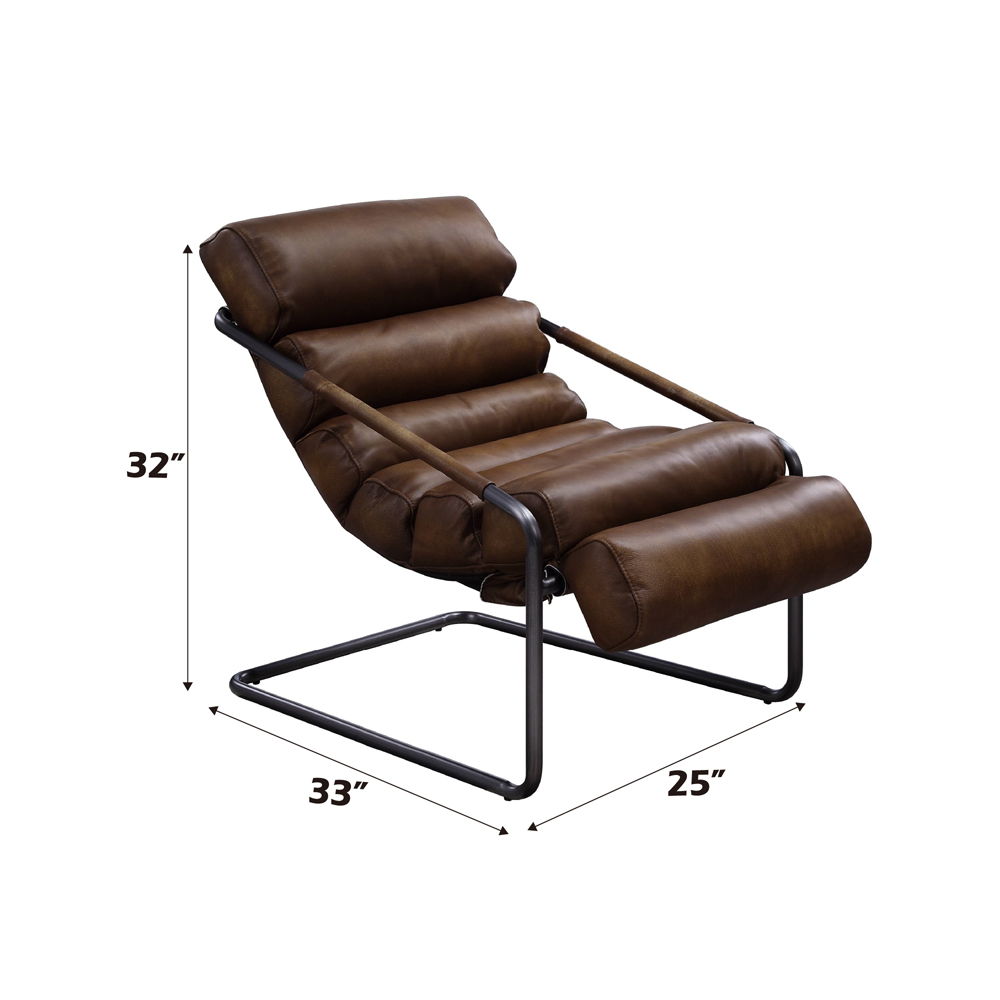 Dolgren - Accent Chair - Sahara Top Grain Leather & Matt Iron