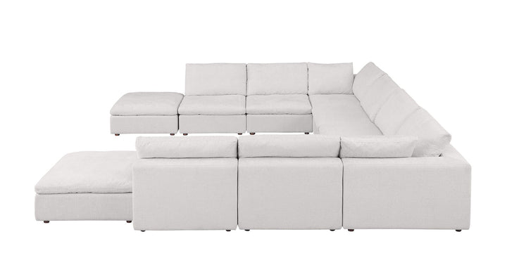 DivanItalia 1100 10-Piece U-Shaped Sectional with Chaise in Top-Grain Italian Leather - Pearl