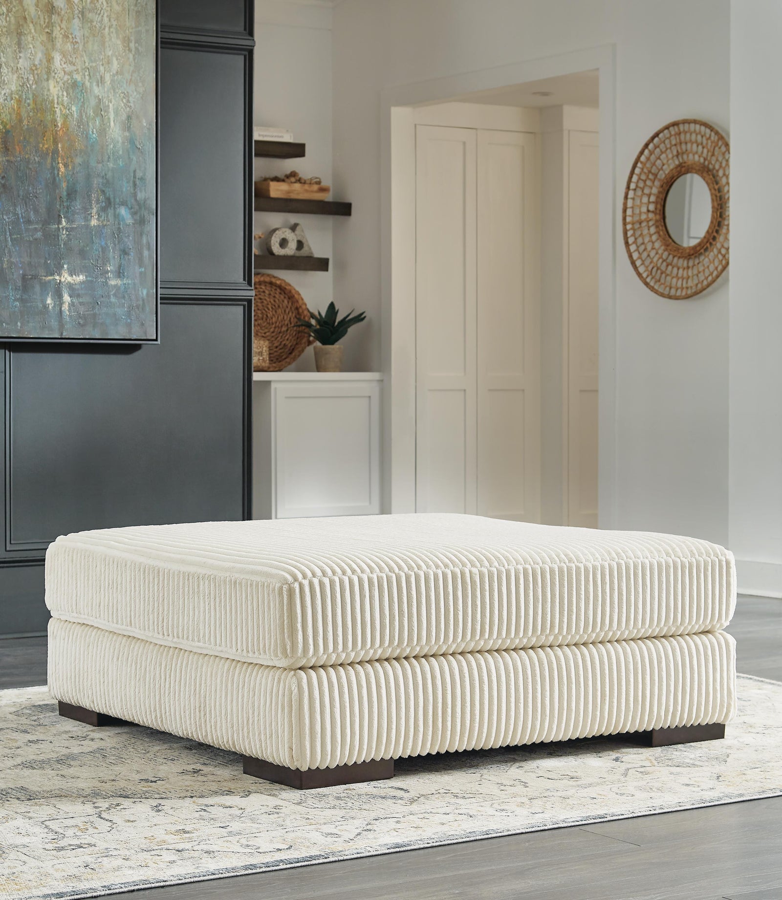 Lindyn Oversized Accent Ottoman - Beige (2)