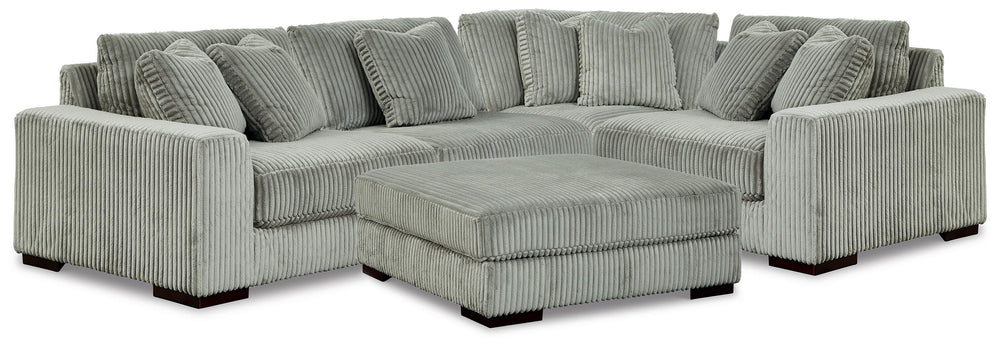 Lindyn 4-Piece Sectional and Ottoman - Fog (1)
