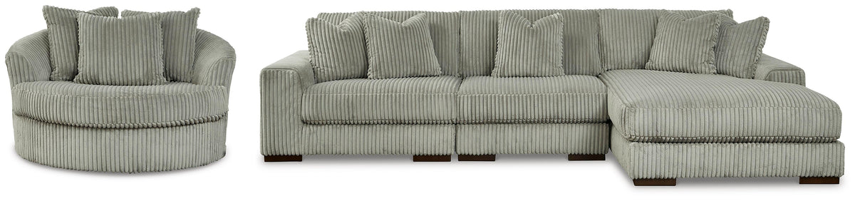 Lindyn 3-Piece Sectional and Chair - Fog (1)