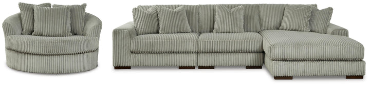 Lindyn 3-Piece Sectional and Chair - Fog (1)