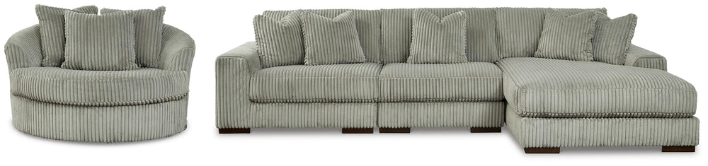Lindyn 3-Piece Sectional and Chair - Fog (1)