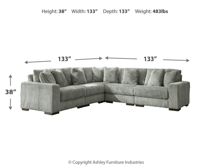 Lindyn 5-Piece Sectional and Ottoman - Fog (8)