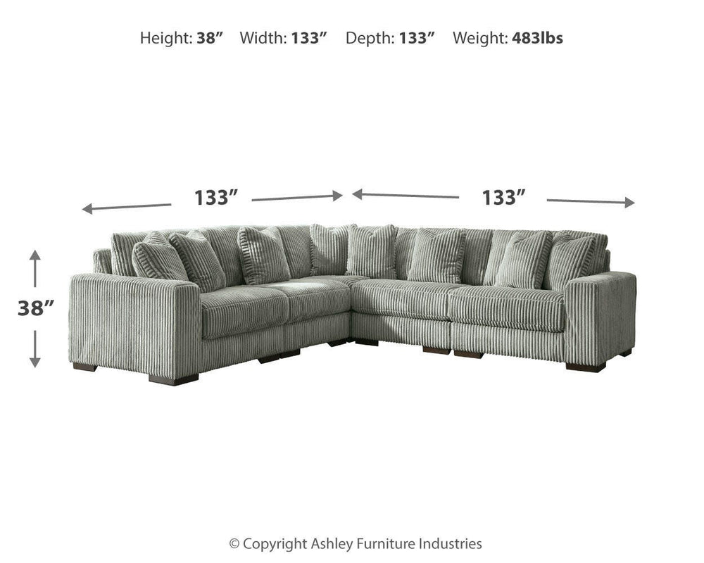 Lindyn 5-Piece Sectional and Ottoman - Fog (8)