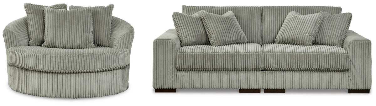 Lindyn 2-Piece Sectional Sofa and Oversized Swivel Accent Chair - Fog (1)