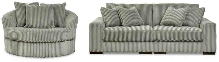 Lindyn 2-Piece Sectional Sofa and Oversized Swivel Accent Chair - Fog (1)