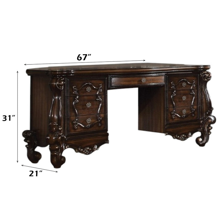 Versailles Vanity Desk in Cherry Oak - dimensions
