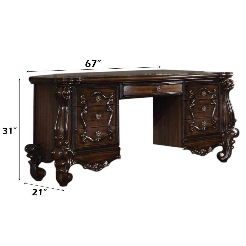 Versailles Vanity Desk in Cherry Oak - dimensions
