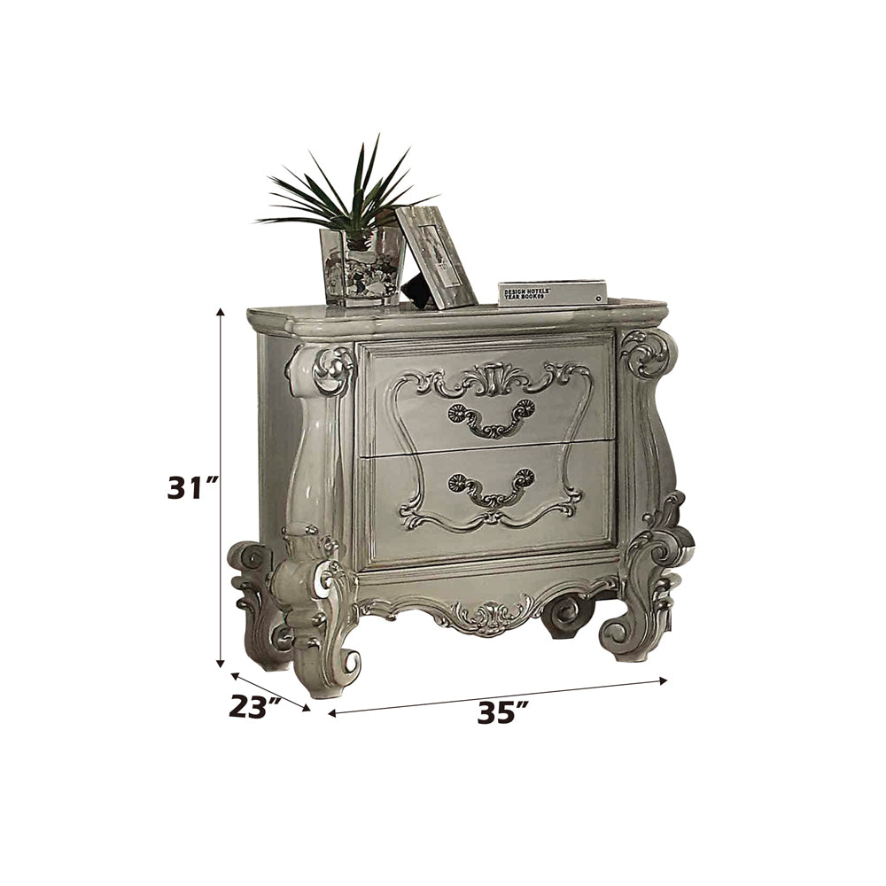 Versailles Nightstand in Bone White - dimensions
