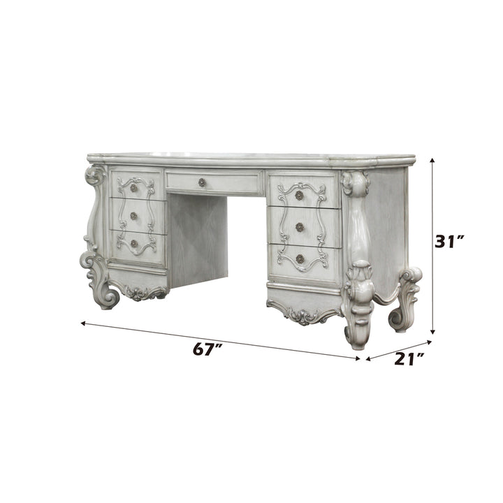 Versailles Vanity Desk in Bone White - dimensions
