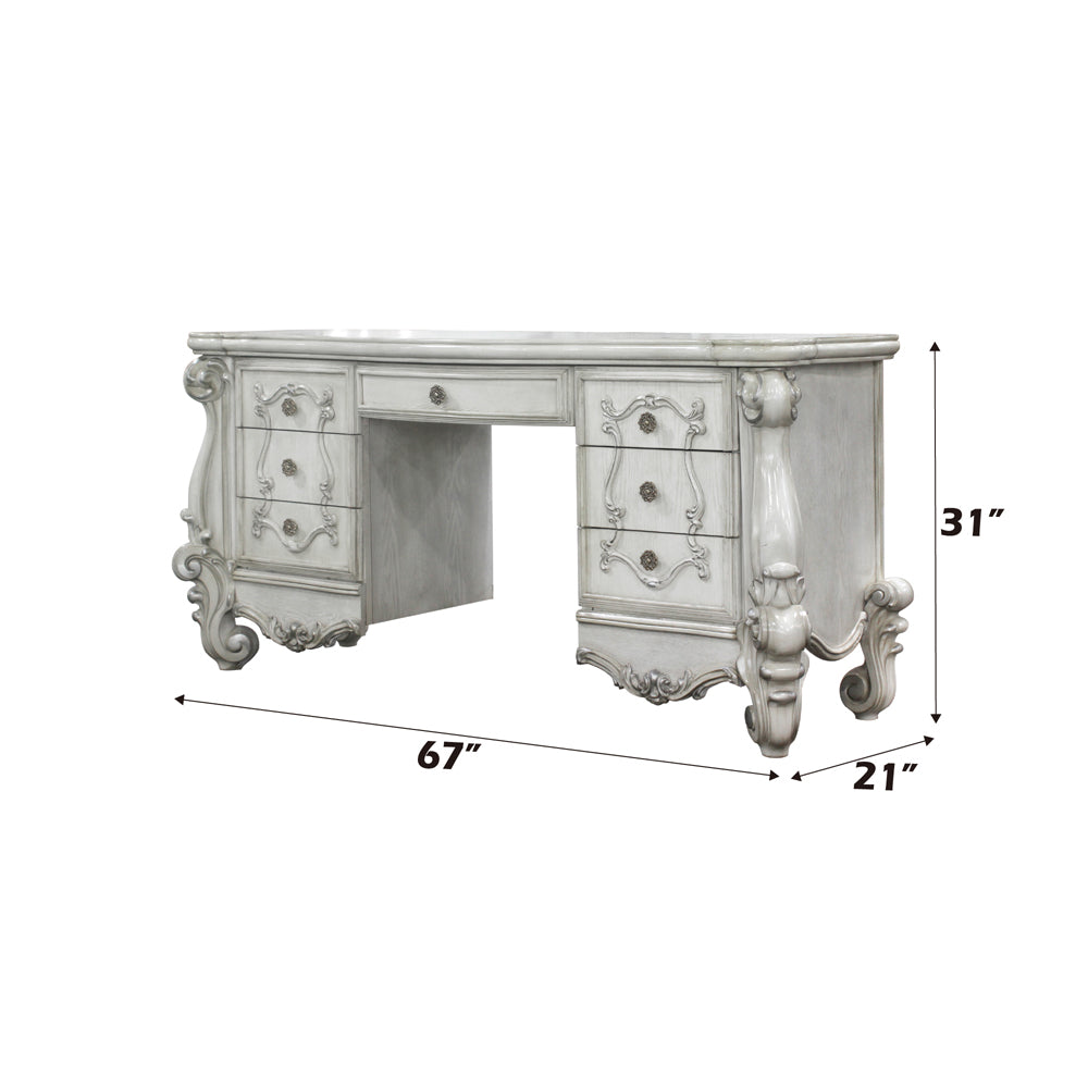 Versailles Vanity Desk in Bone White - dimensions