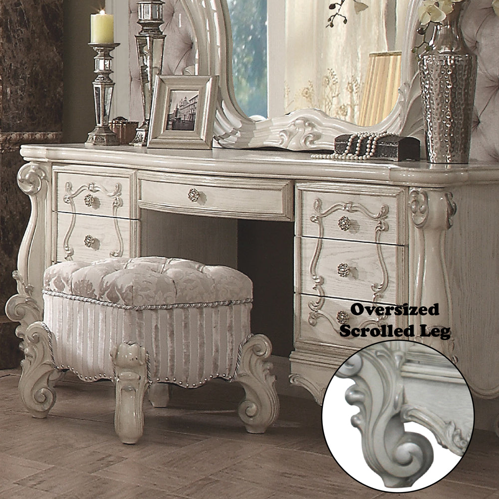 Versailles Vanity Desk in Bone White - features