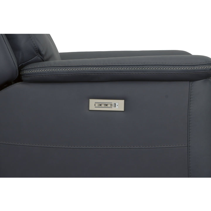 Sawyer Leather Power Recliner with Power Headrest &amp; Lumbar in Marine