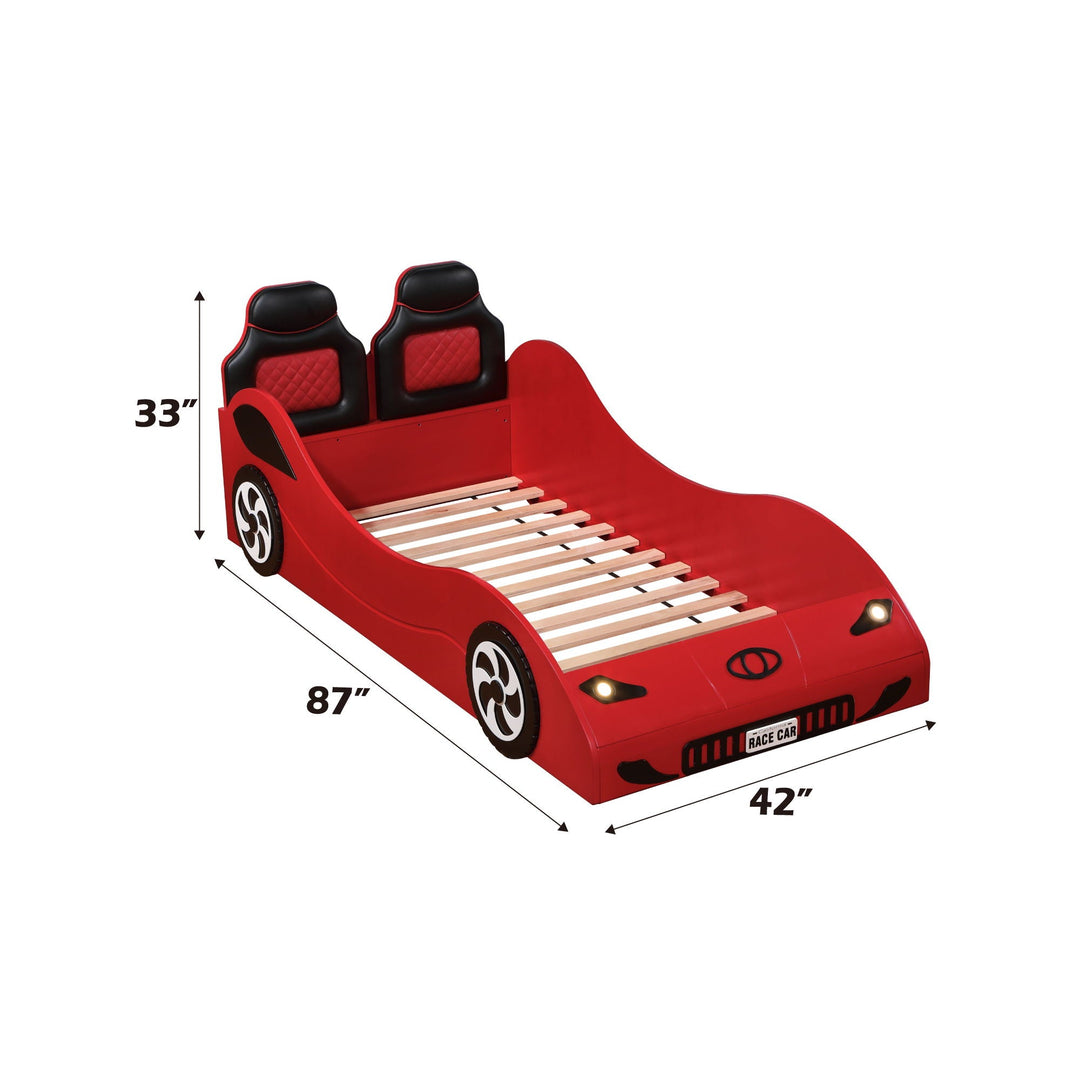 Colen - Twin Car Bed With LED - Red