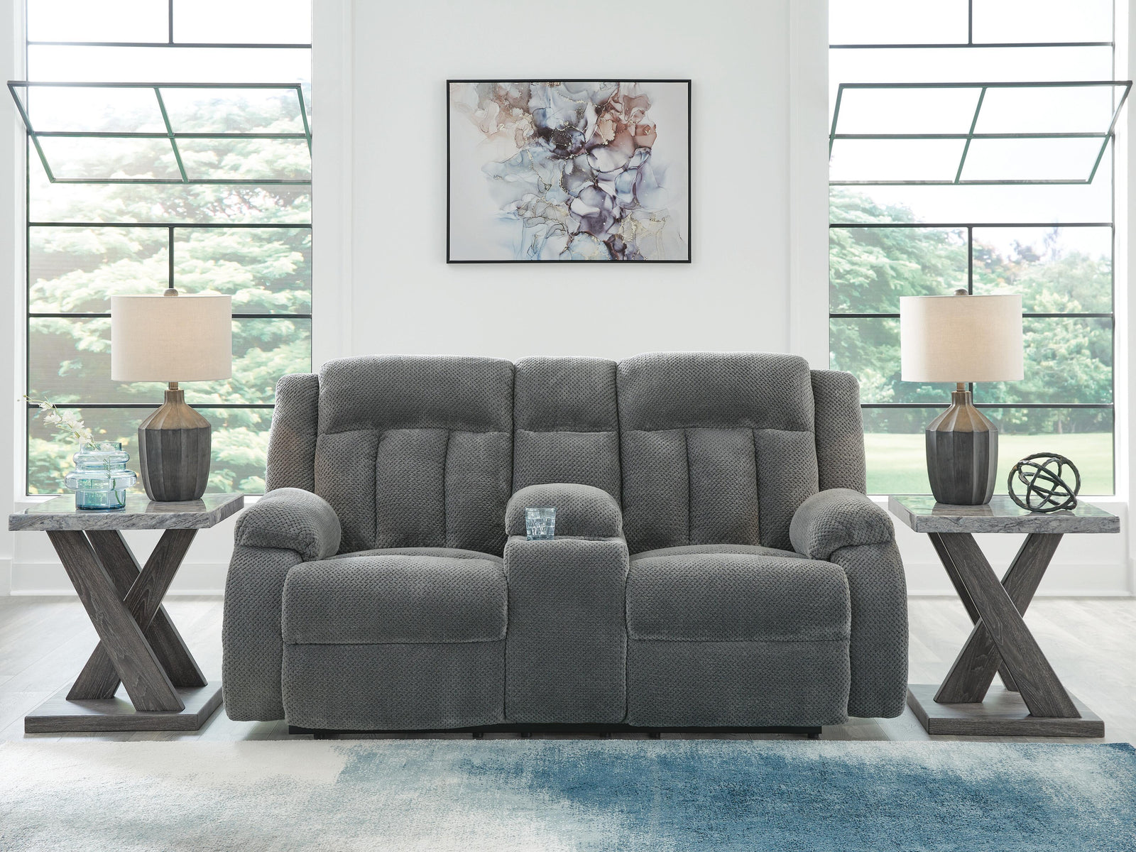 Observation Power Reclining Loveseat with Console - Dark Gray (2)