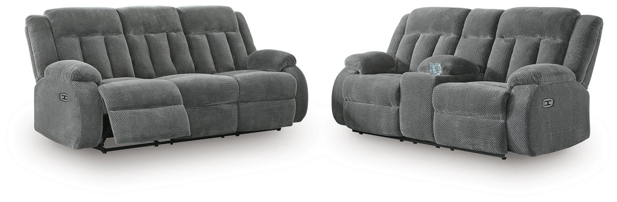 Observation Power Reclining Sofa and Power Recliner - Steel (1)