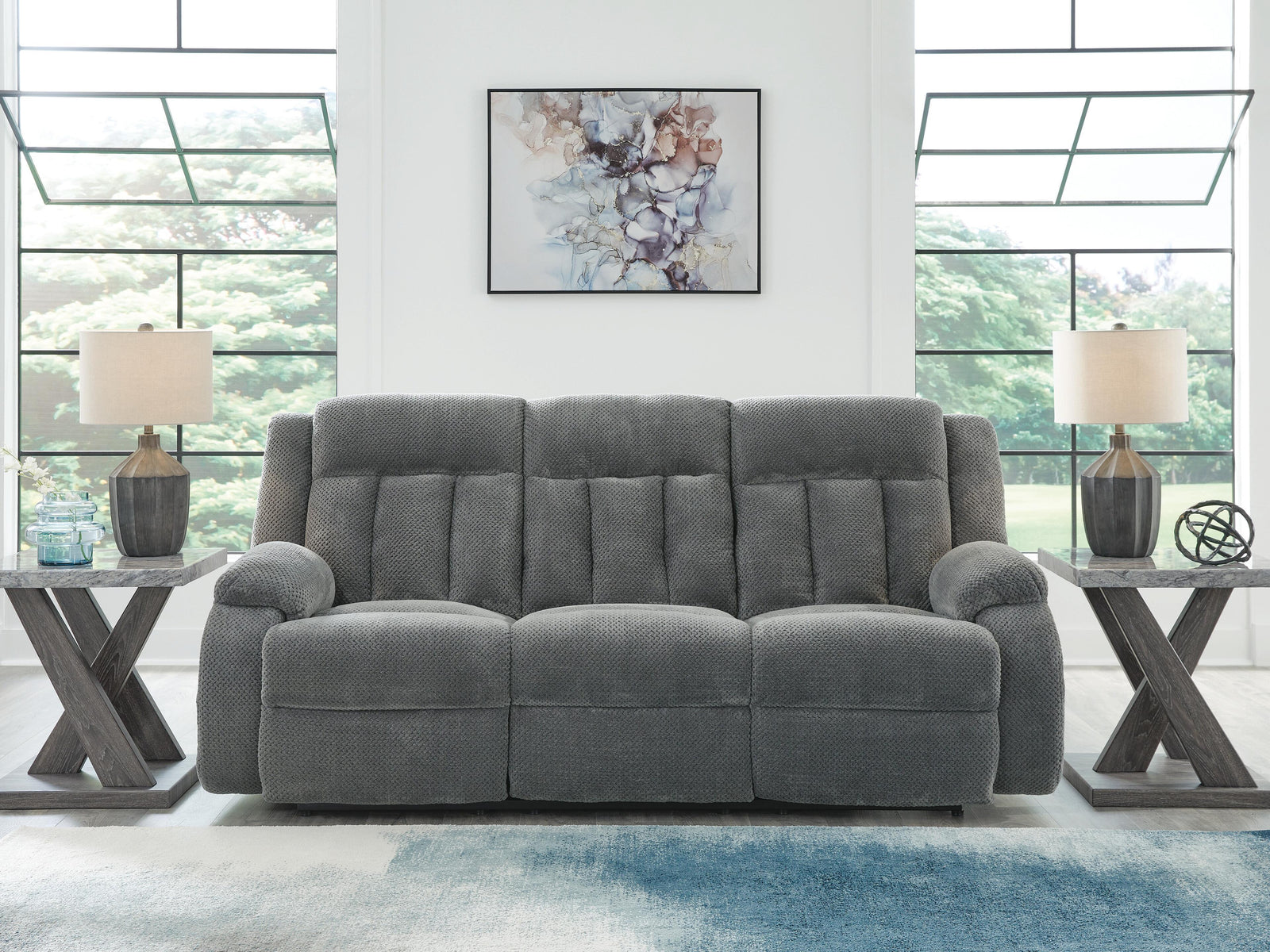 Observation Power Reclining Sofa with Drop Down Table - Dark Gray (2)