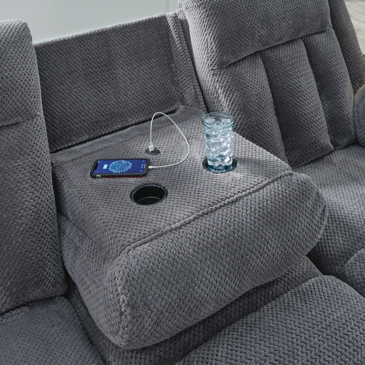 Observation Power Reclining Sofa with Drop Down Table - Dark Gray (8)