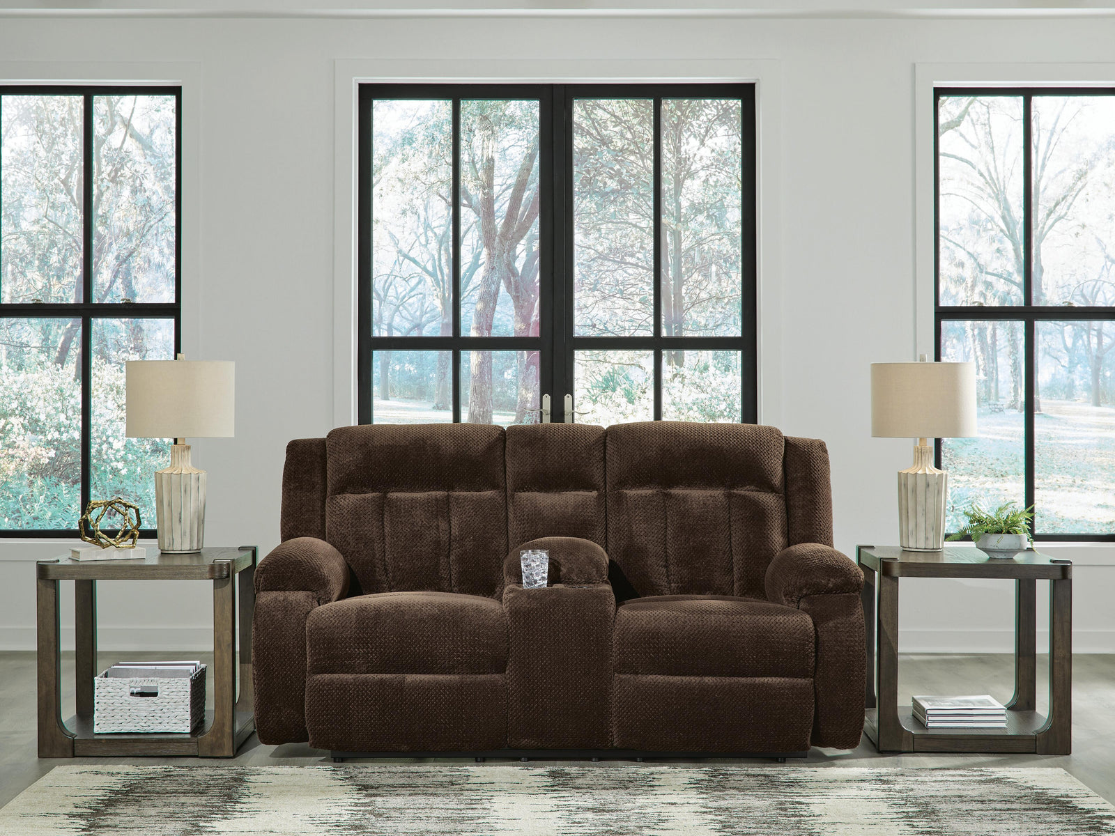 Observation Power Reclining Loveseat with Console - Dark Brown (2)