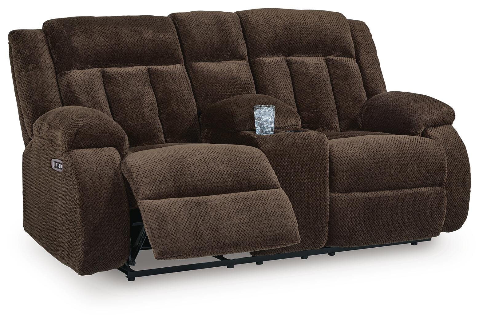 Observation Power Reclining Loveseat with Console - Dark Brown (1)