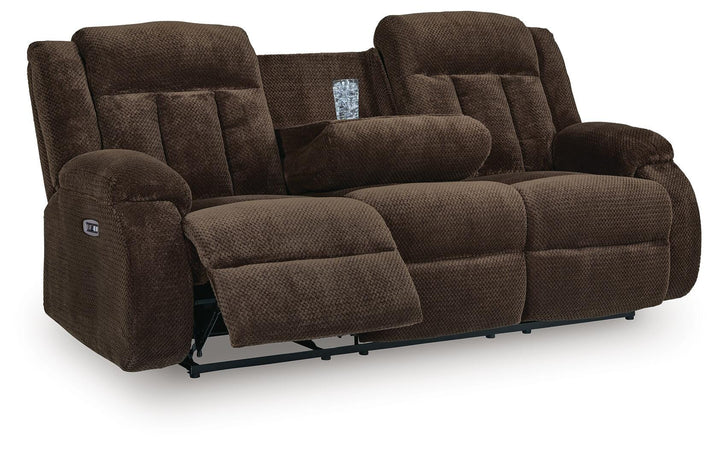 Observation Power Reclining Sofa with Drop Down Table - Dark Brown (1)