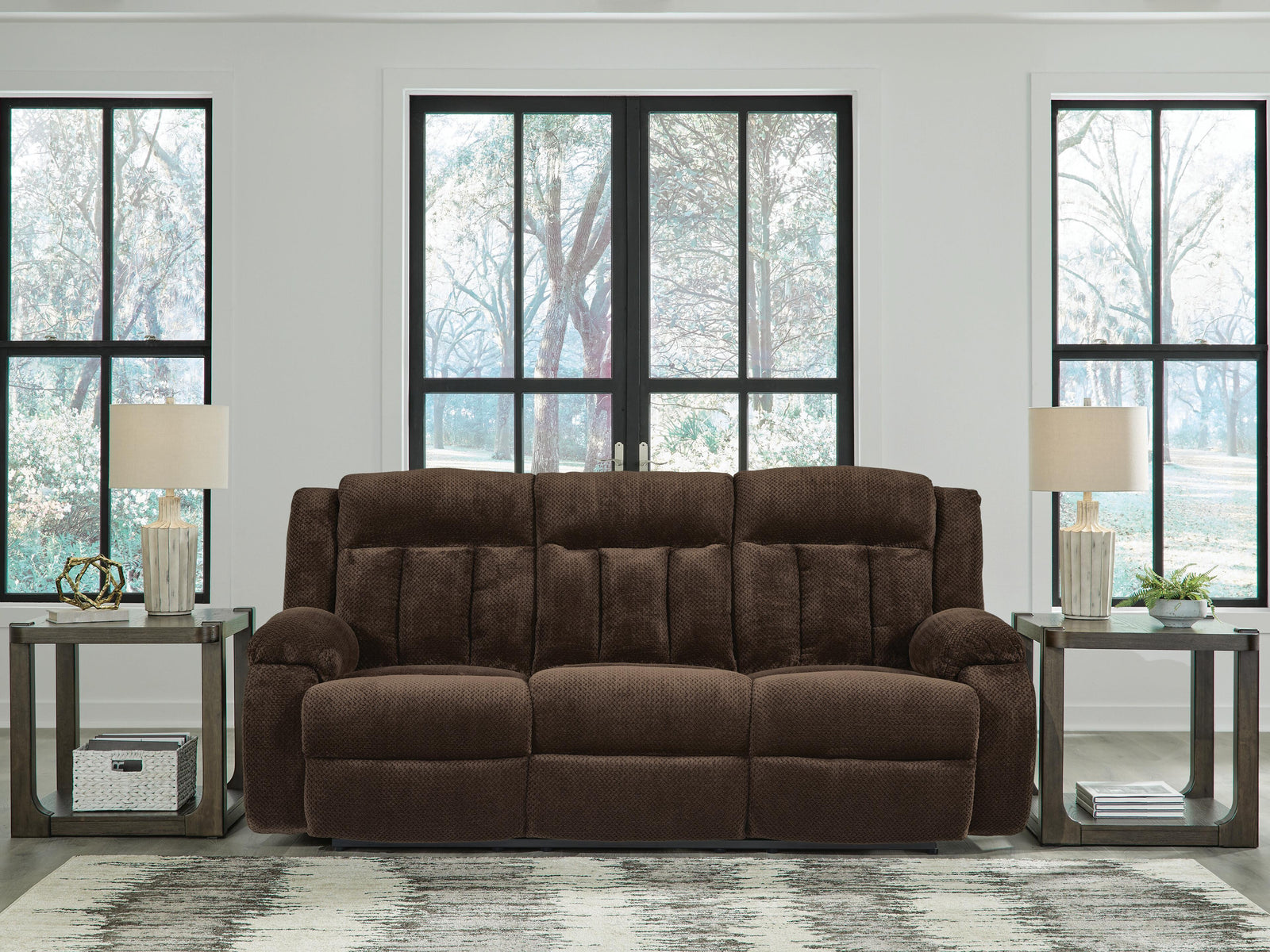 Observation Power Reclining Sofa with Drop Down Table - Dark Brown (2)