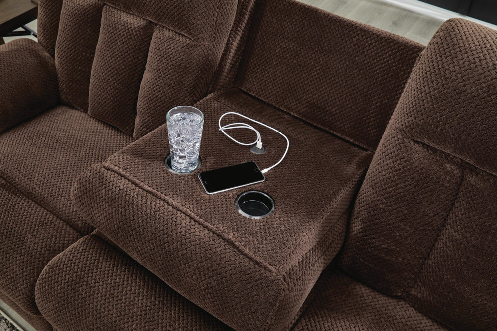 Observation Power Reclining Sofa with Drop Down Table - Dark Brown (7)