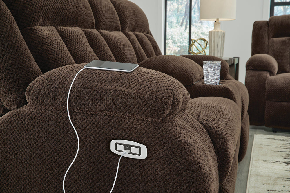 Observation Power Reclining Loveseat with Console - Dark Brown (6)