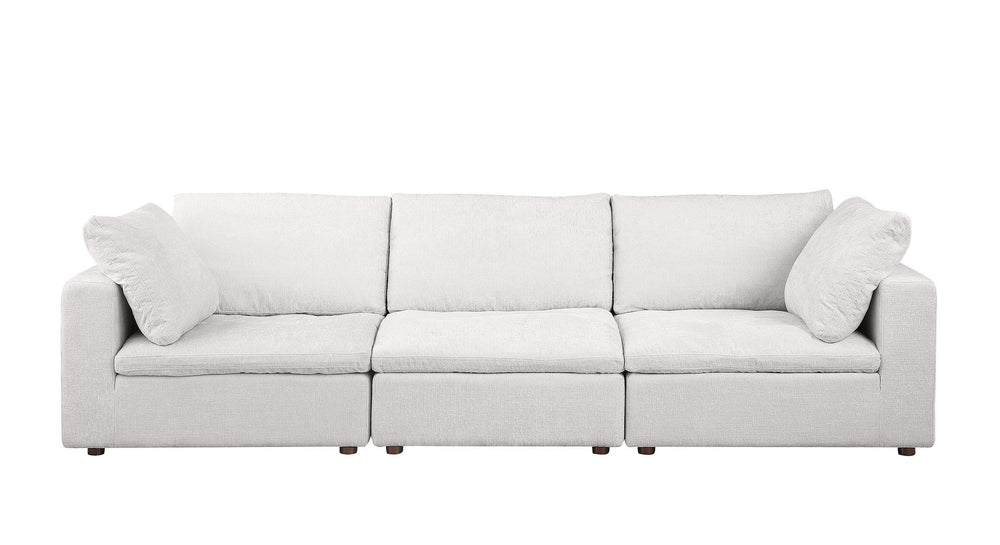 DivanItalia 1100 3-Piece Sofa Set with Ottoman – Top-Grain Italian Leather - Pearl