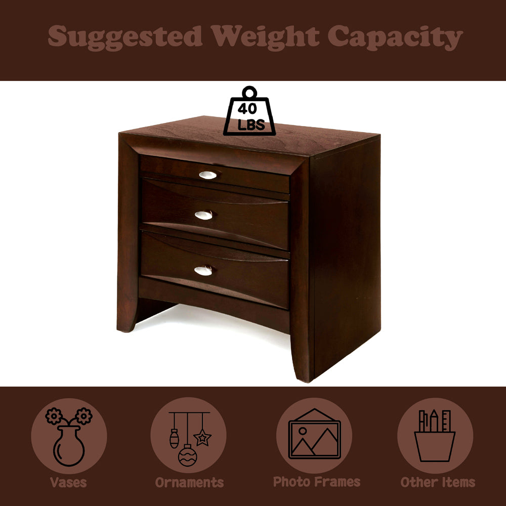 Ireland Nightstand in Espresso - features