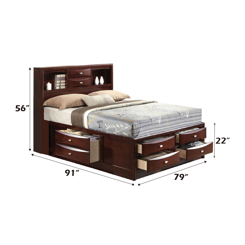 Ireland EK Bed with Storage in Espresso - dimensions