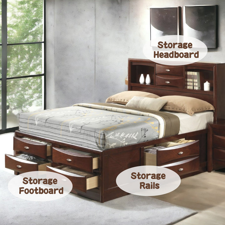 Ireland EK Bed with Storage in Espresso - features