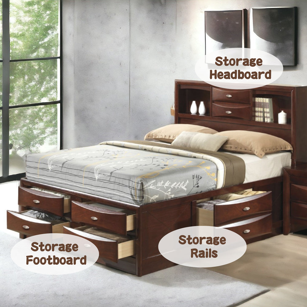 Ireland EK Bed with Storage in Espresso - features