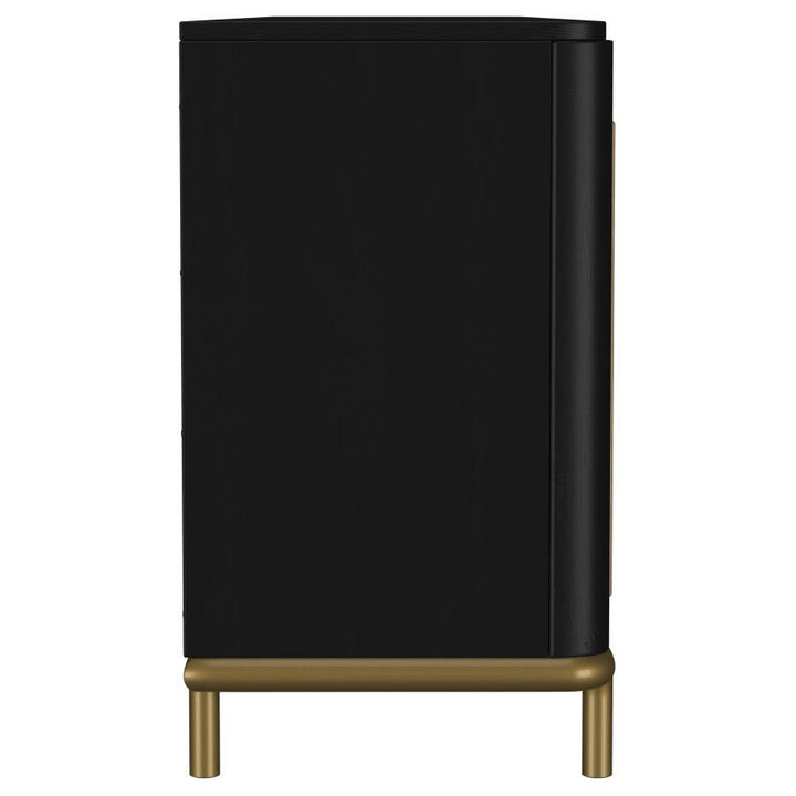 Arini - Rattan Cane 2-Door TV Stand Media Console - Black