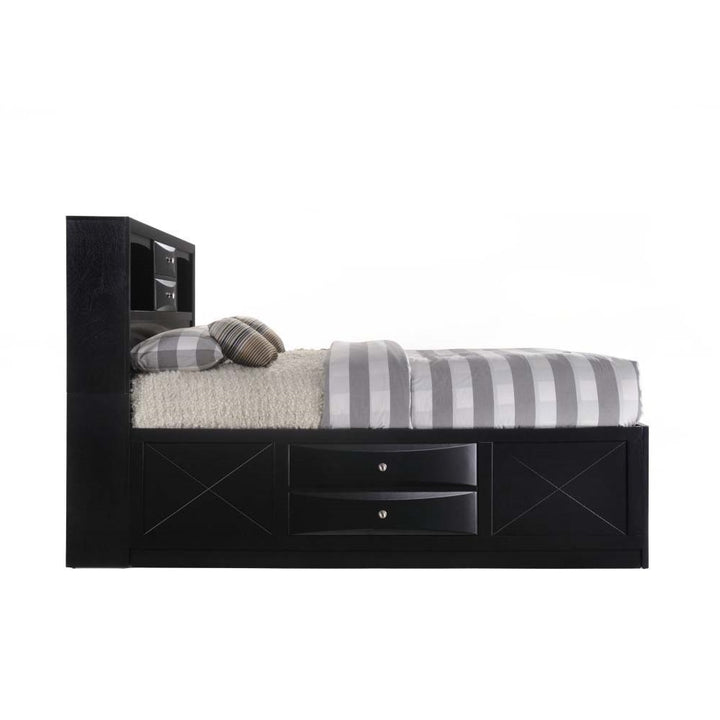 Ireland Queen Bed with Storage in Black
